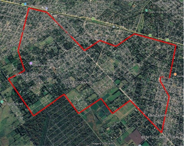 Mapa de cobertura de Internet Full Fibra Óptica en Francisco Álvarez, Güemes y Reja Chica, Moreno